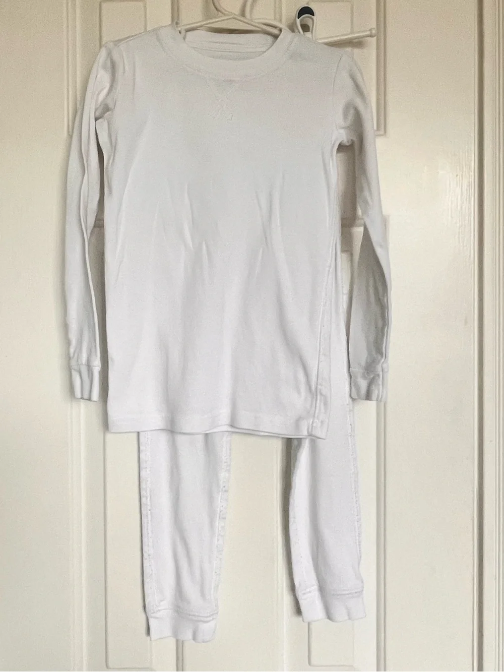 Primary White Long Sleeve Kids Pajama Set